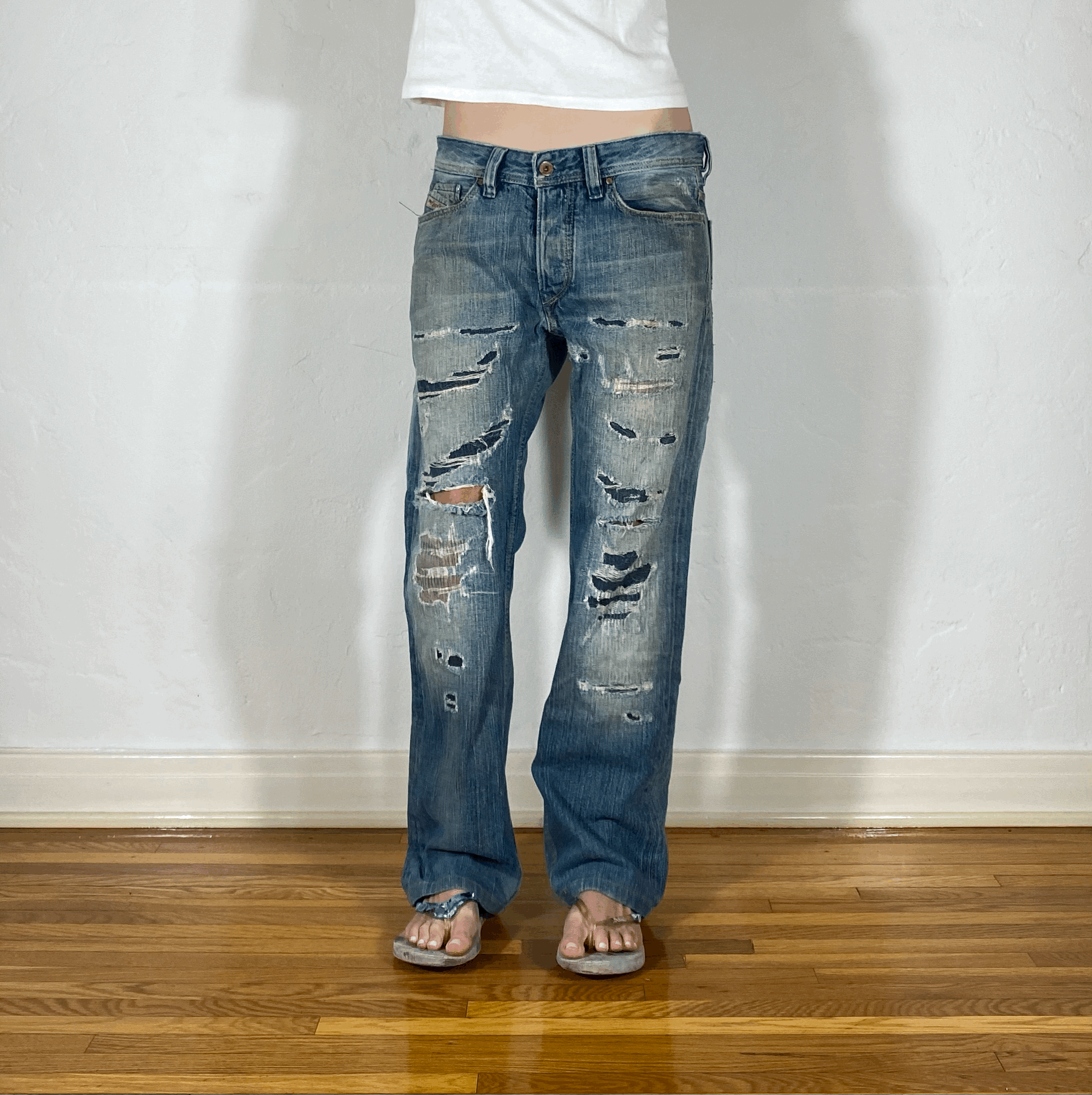 Diesel Ripped and Repaired Jeans, M