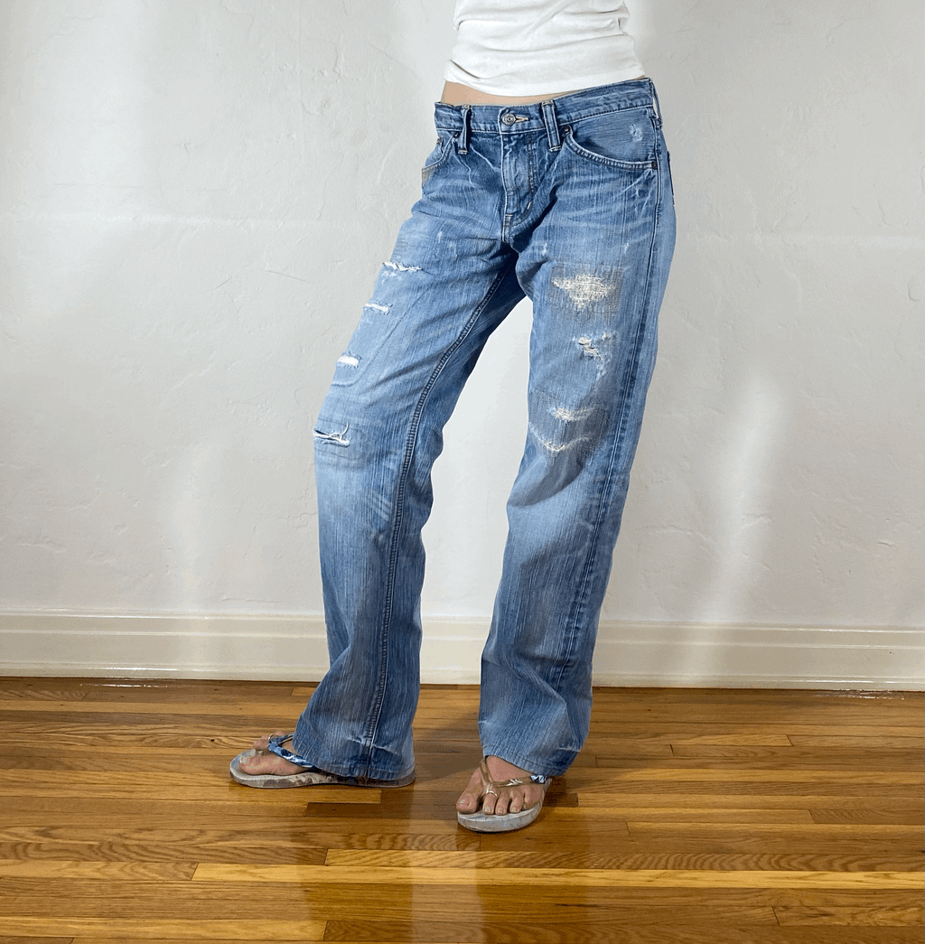 Edwin Repaired Distressed Jeans, M