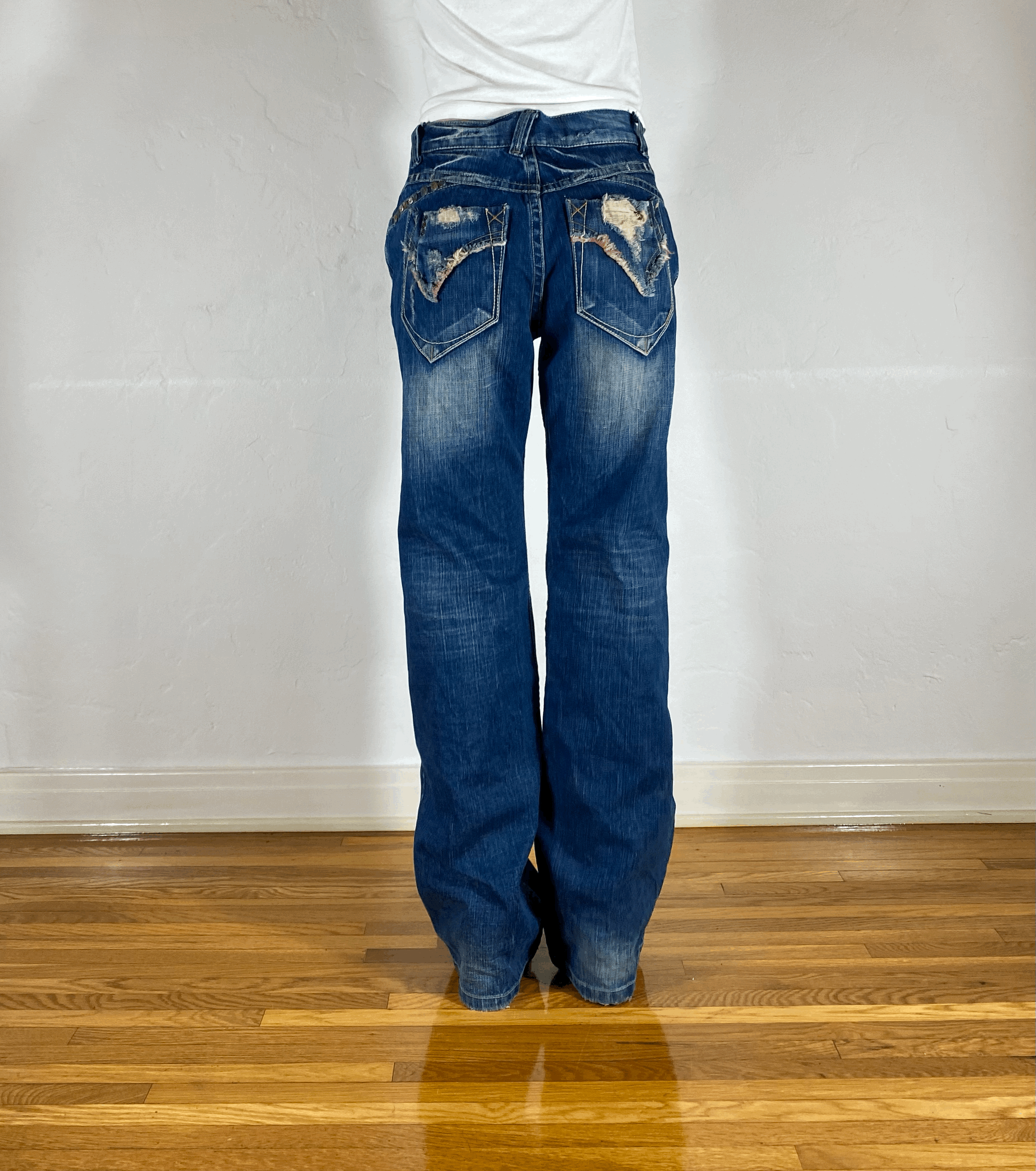 Studio RP Plaid Distressed Jeans, L/XL