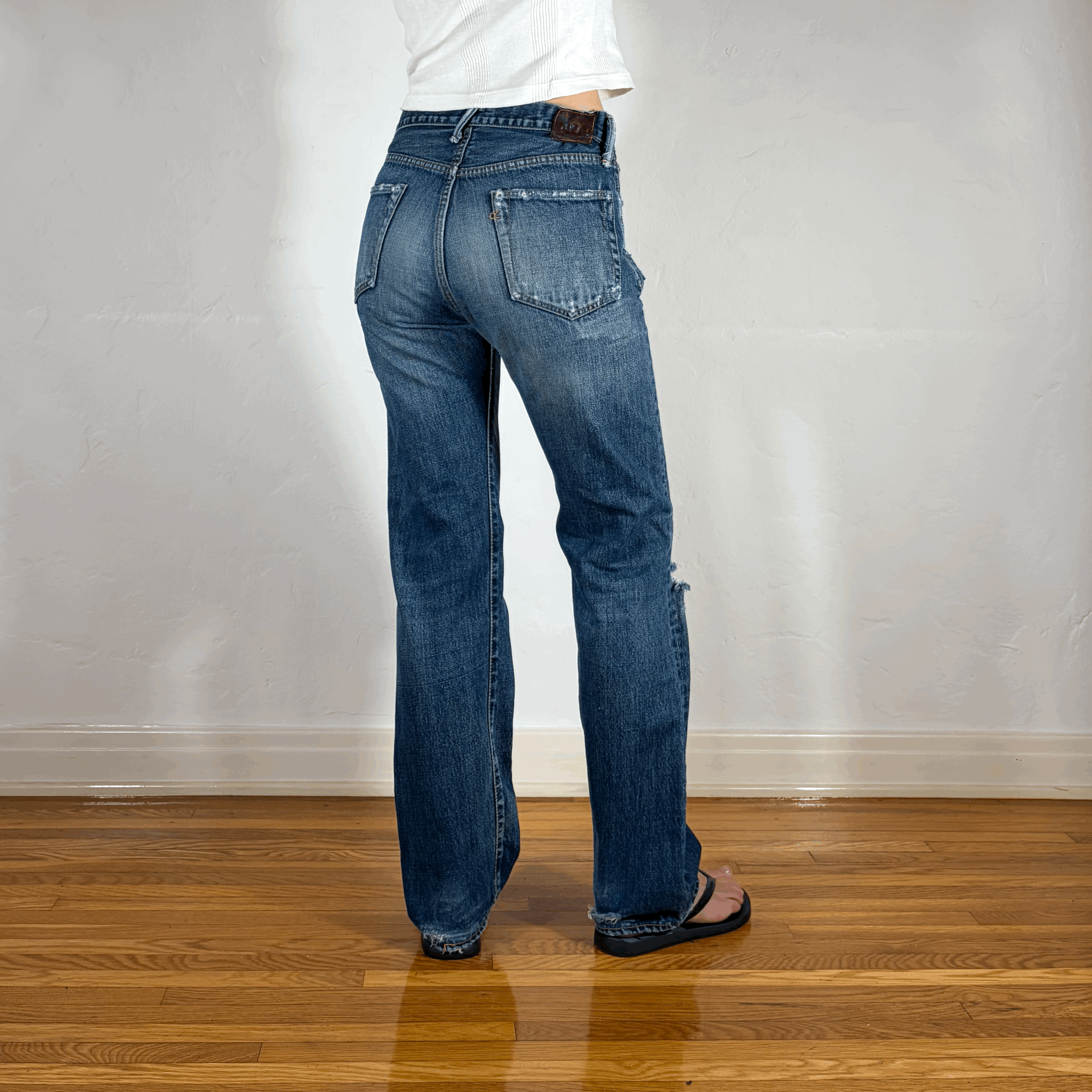 45RPM Ripped and Repaired Jeans, S/M