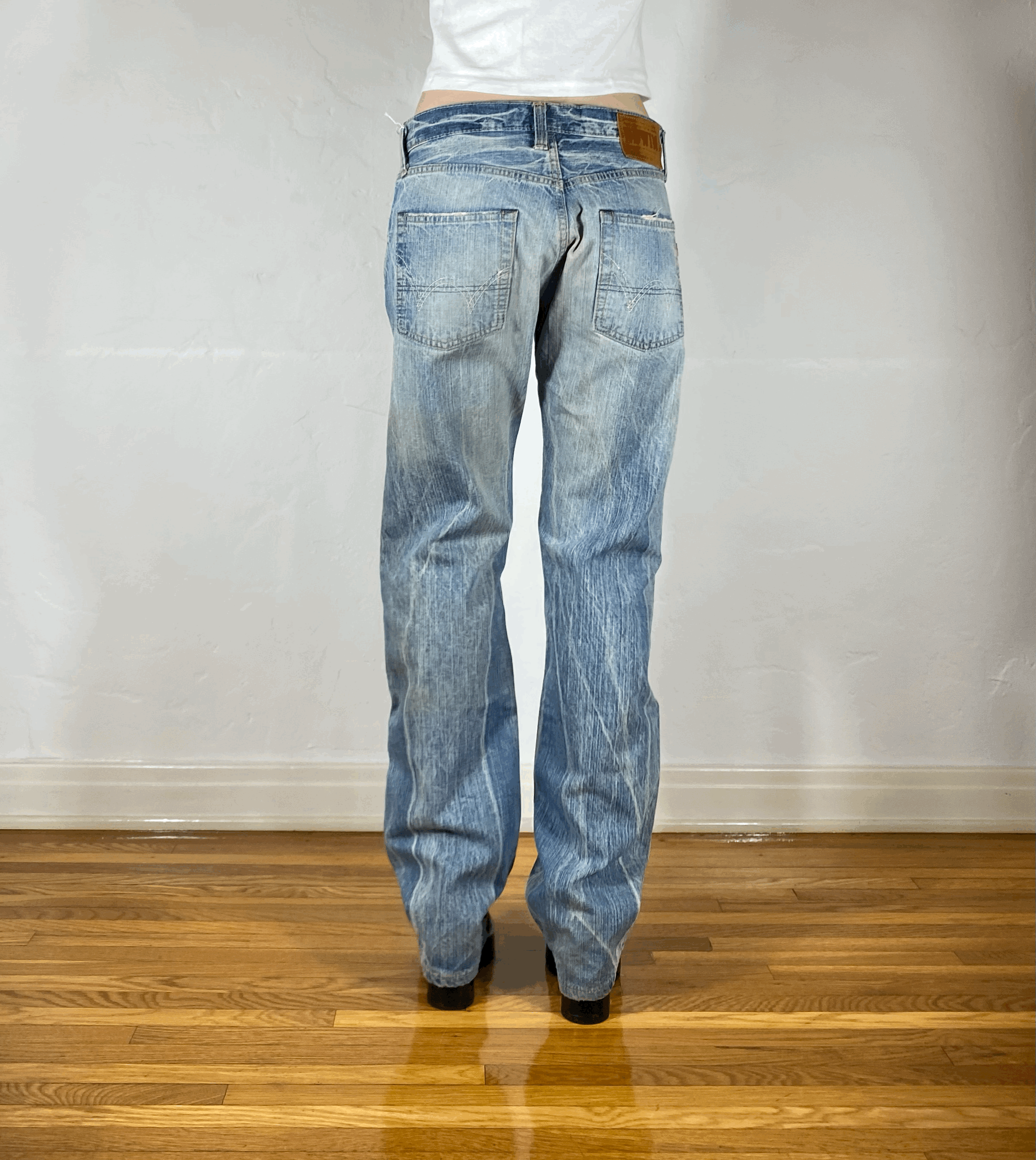 Edwin Unique Streaky Blue Baggy Jeans, L