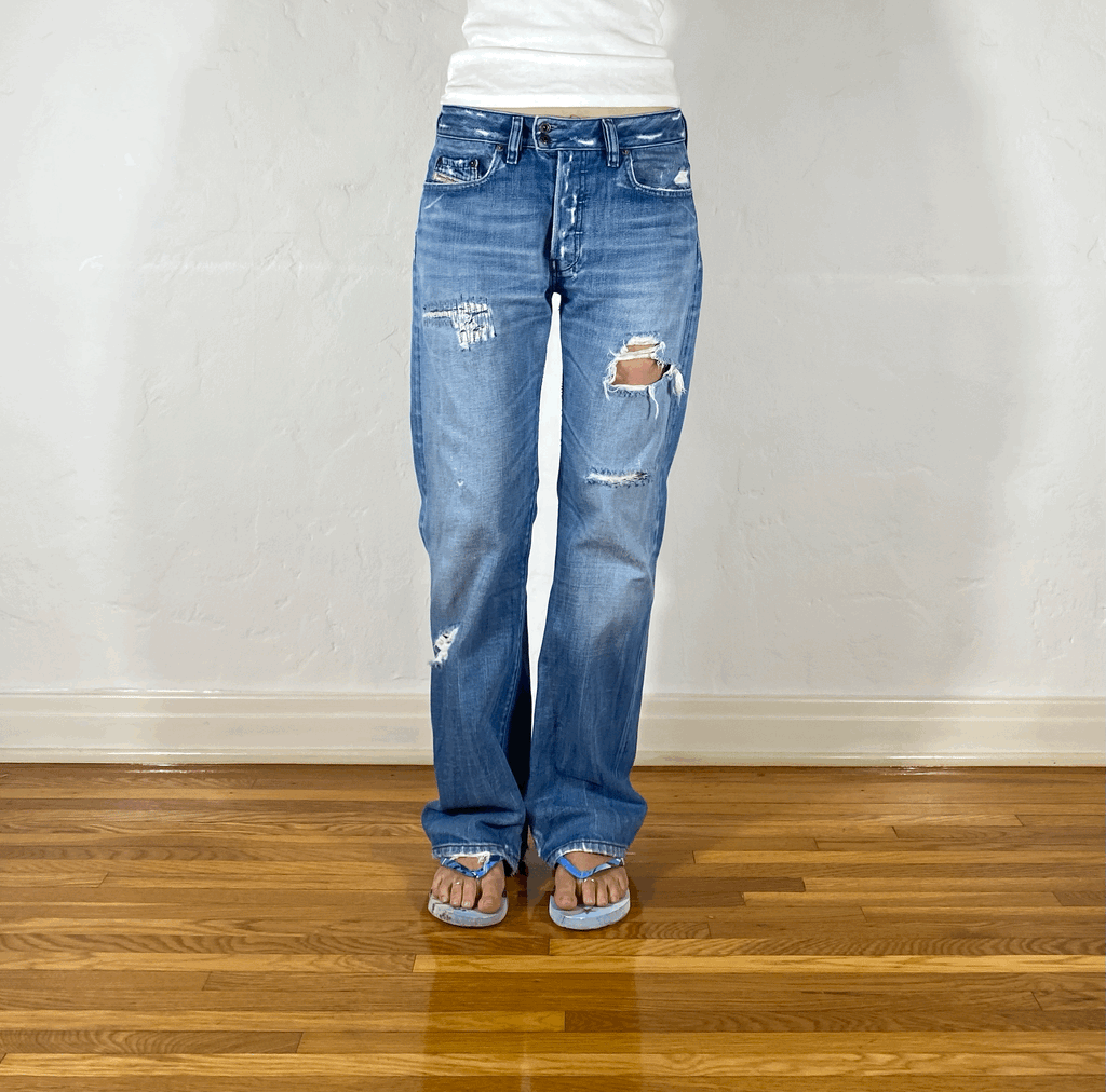 Diesel Ripped and Repaired Double Button Jeans, M