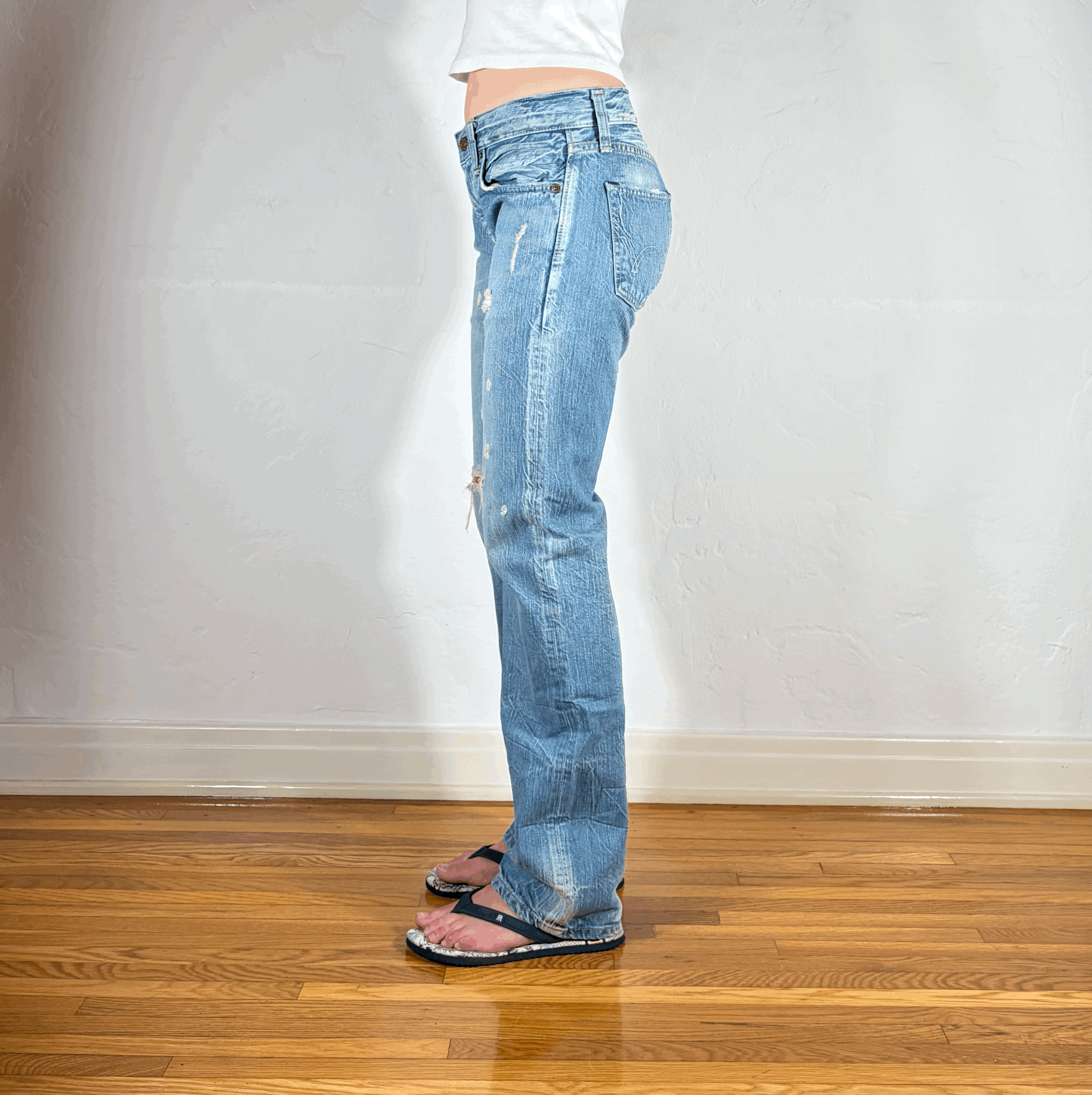 Distressed Unique Blue Distressed Jeans, S