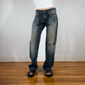 Ripped Streaky Ombre Wash Jeans, L