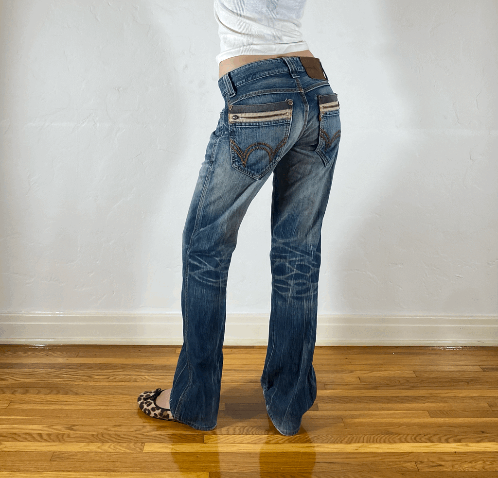 Edwin Brown and Orange Stitch Tiger Jeans, S