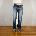 Edwin Unique Blue Baggy Distressed Jeans, L