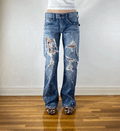 Crash Distressed Paisley Jeans, M