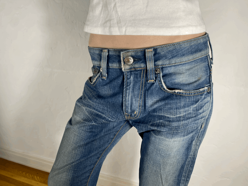 Edwin Unique Blue Distressed Jeans, M