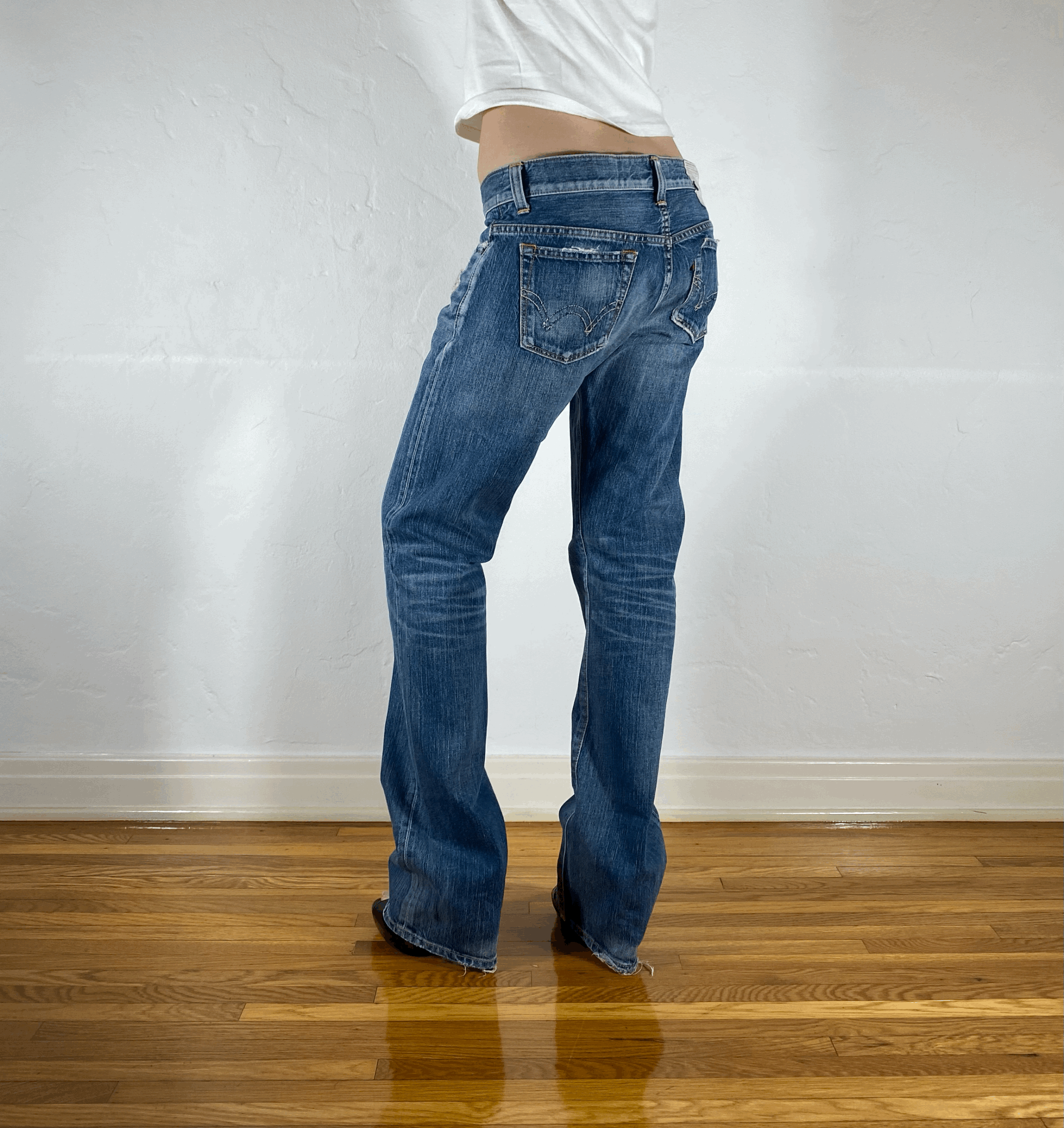 Edwin Light Blue Distressed Jeans, M/L