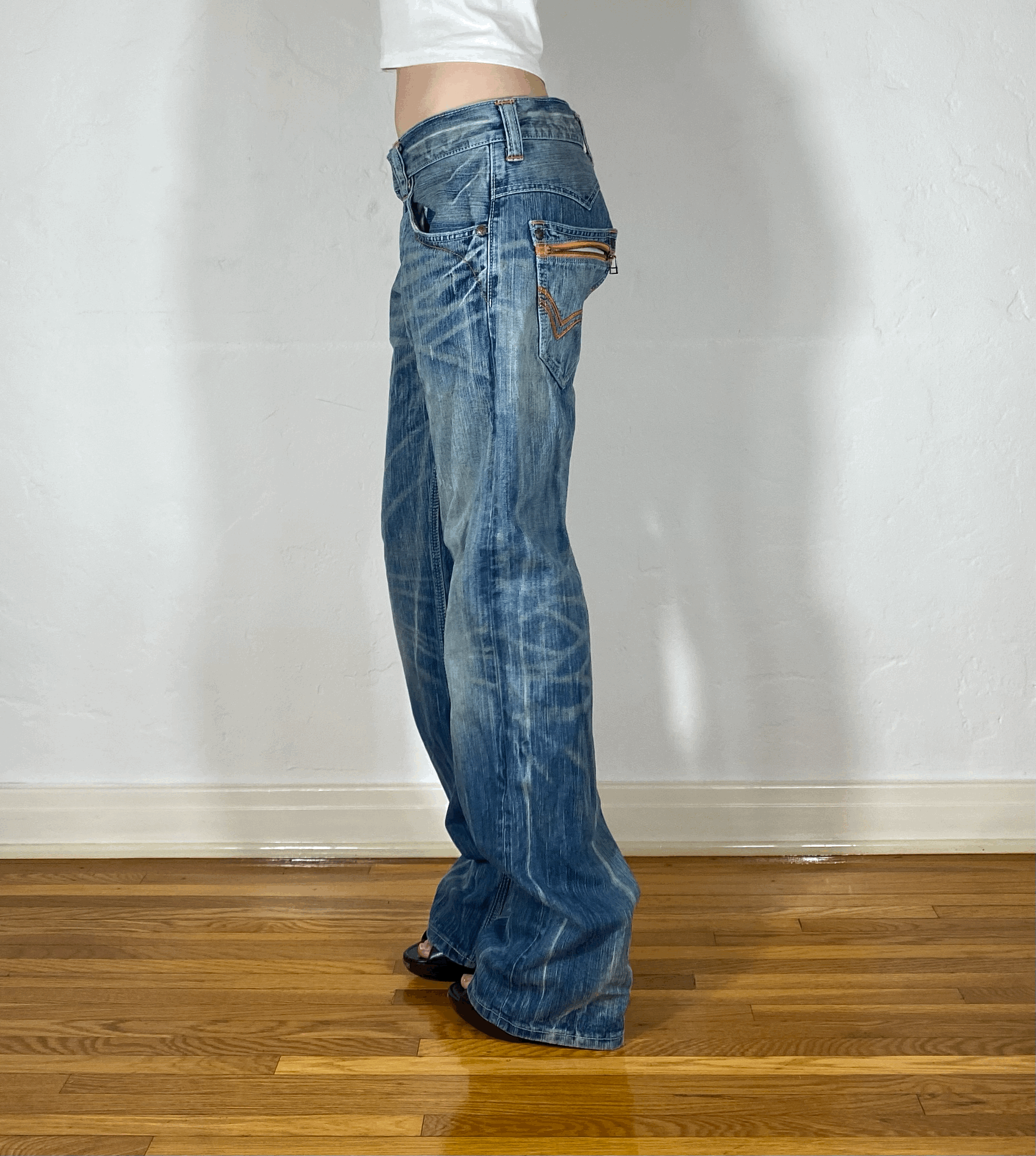 Edwin Orange Off Stitch Jeans, L