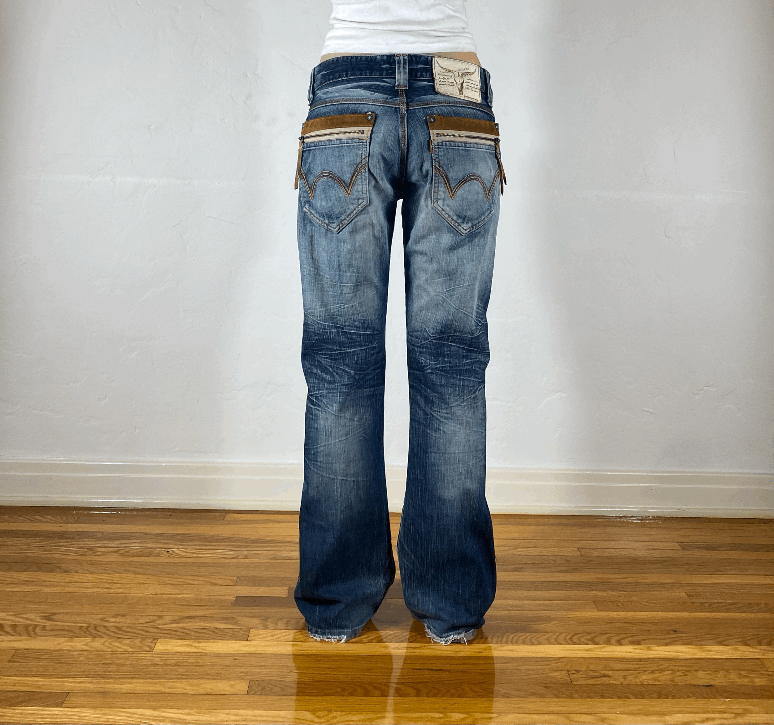 Edwin Turquoise Button Flare Jeans, M