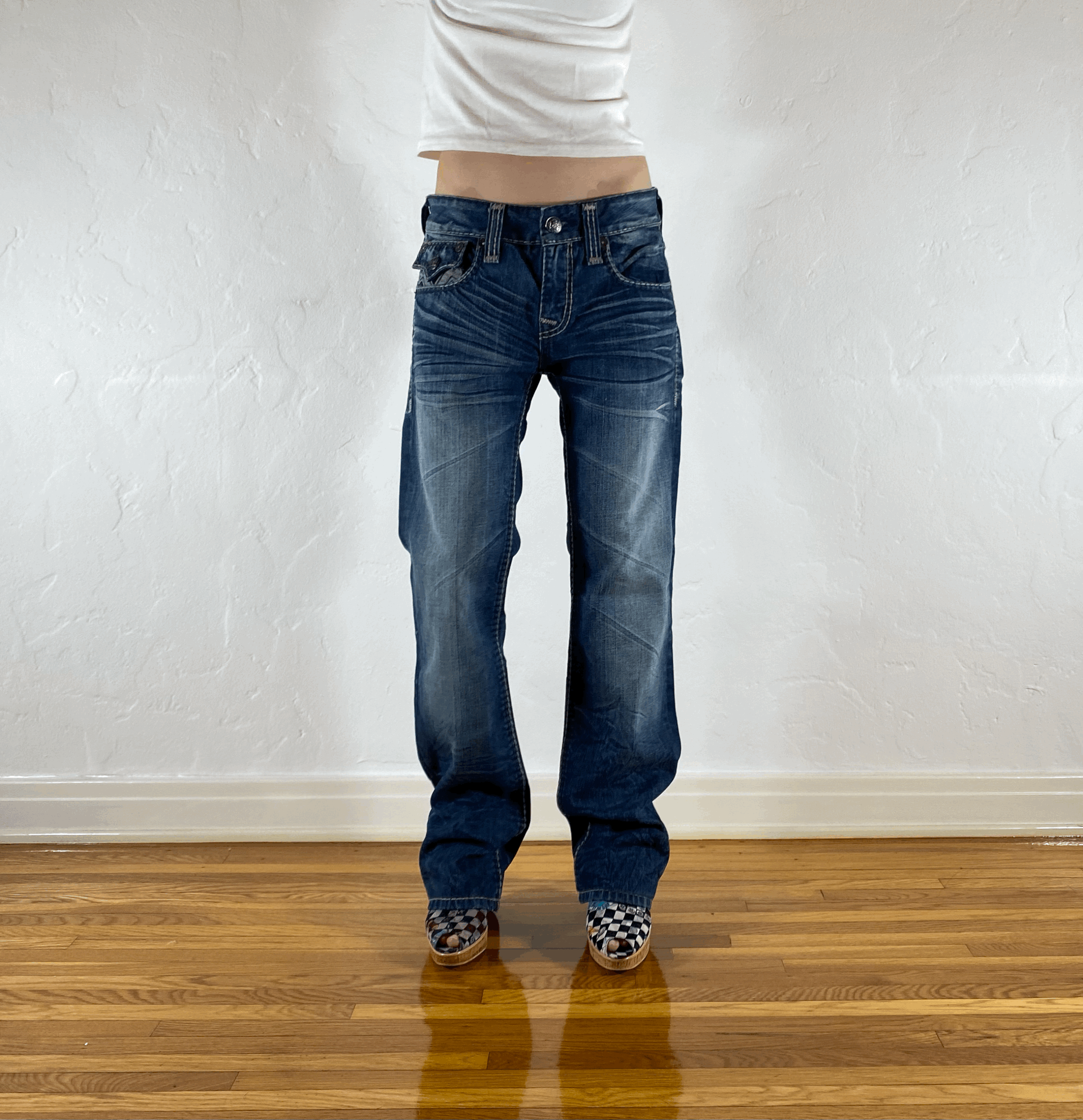Vigoss Off Stitching Blue Jeans, M