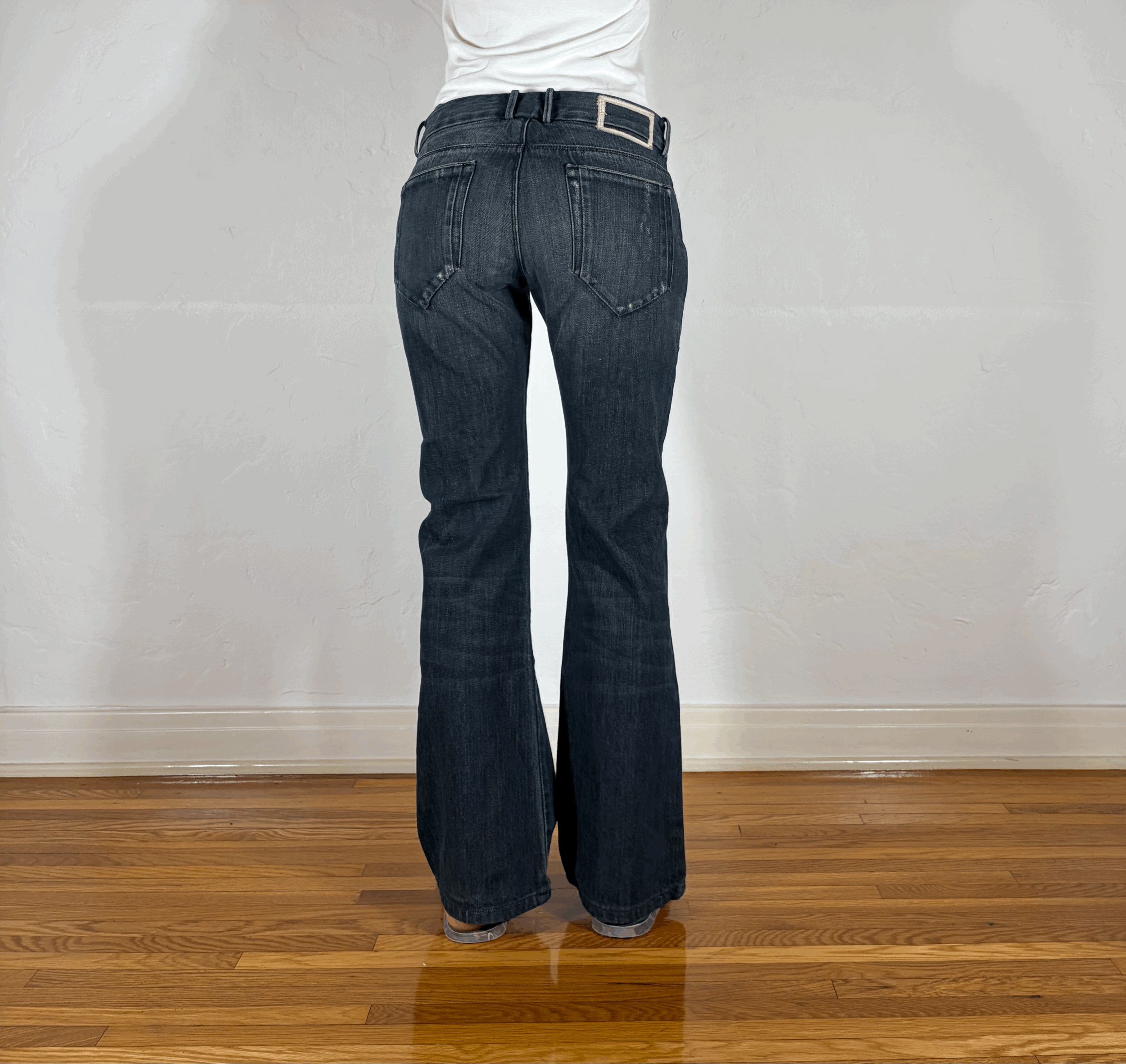 Diesel Gray Distressed Stitched Jeans, S/M