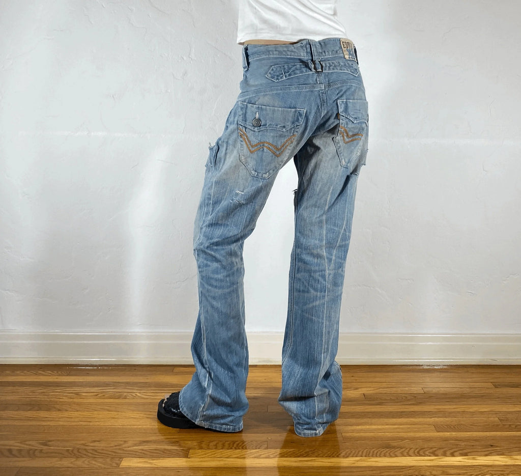 Edwin Ripped Cinch Back Jeans, M/L