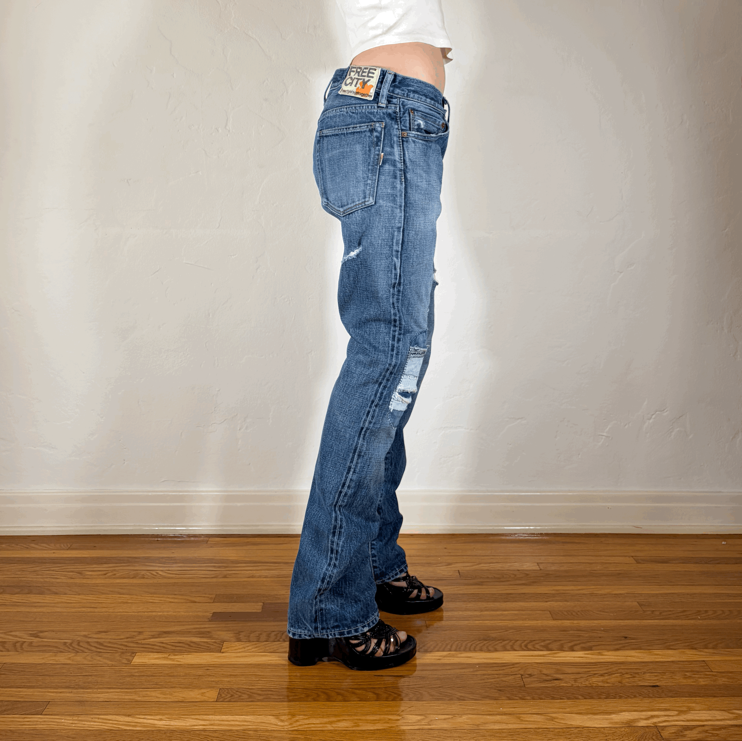Free City Patchwork Jeans, M